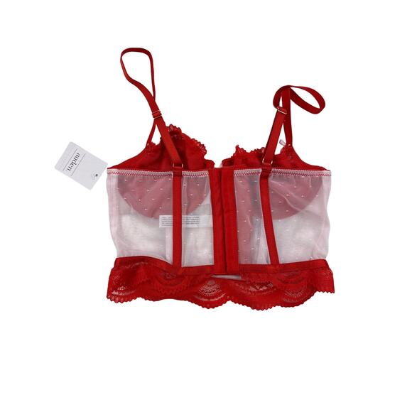 Auden - Underwire Lace Trim Corset Top in Red & White - Picture 3 of 3